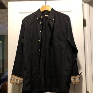 BURBERRY MEN'S BLACK COTTON CASUAL SHIRT SIZE: L